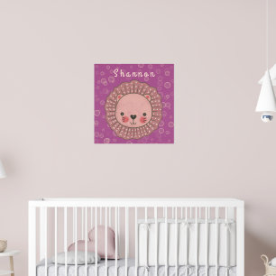 Poster OEuvre murale de Lion personnalisée pour enfants