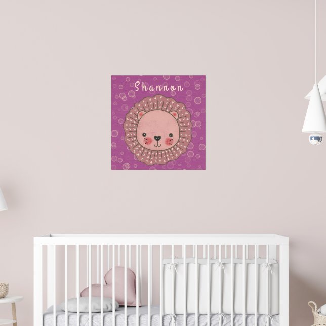 Poster OEuvre murale de Lion personnalisée pour enfants (Pépinière 2)