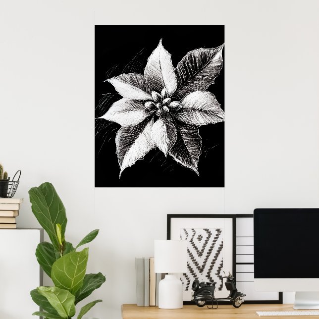 Poster OEuvre murale de Poinsettia (Bureau à domicile)