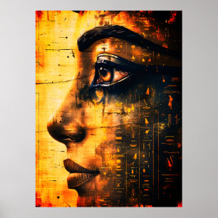 Poster Œuvre murale du pharaon égyptien doré – Histoire a