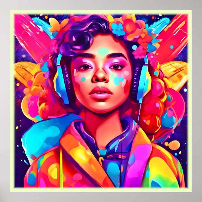 Poster Oeuvre numérique Funky Lady (Devant)