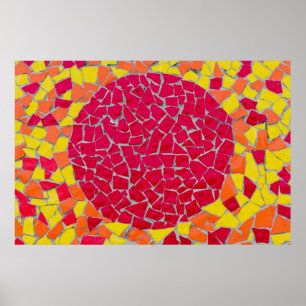 Poster OEuvre rouge, orange et jaune