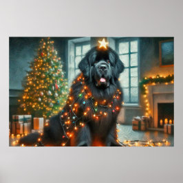Poster of Newfie Decorated for Christmas