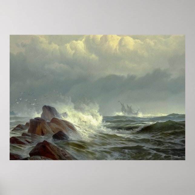 Poster Off Norman's Woe, 1872 par Edward Moran (Devant)