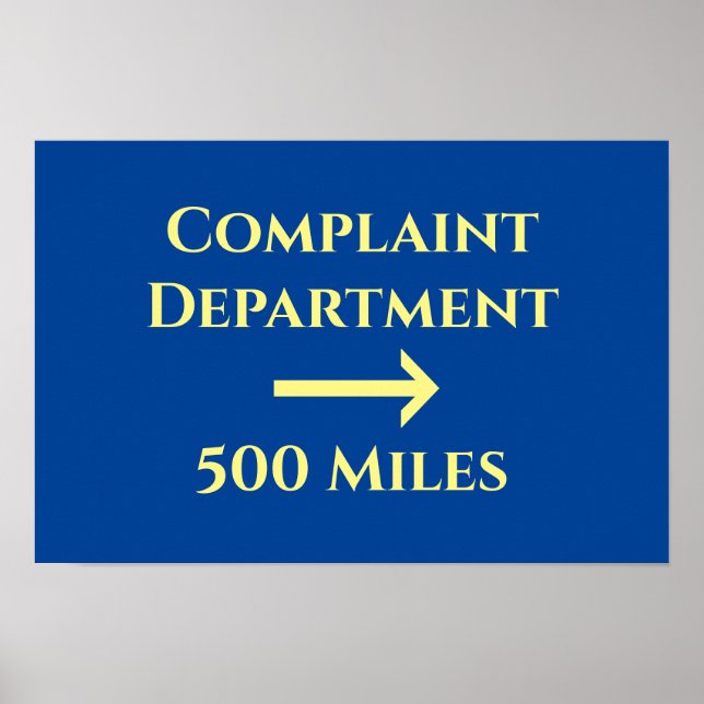 Poster Office Humor Funny Plainte Département 500 Miles (Devant)