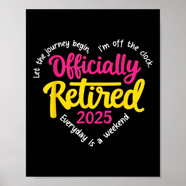 Poster Officiellement Retraité 2025 Heart Men Femmes (Devant)