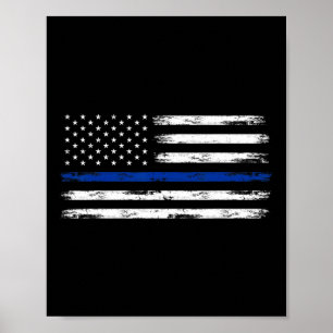 Poster Officier de police Us Usa Drapeau Américain Ligne