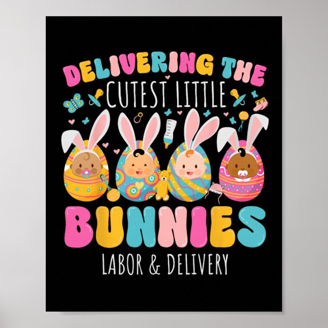 Poster Offrir Les Plus Cuttes Bunnies Pâques Travail Et D (Devant)