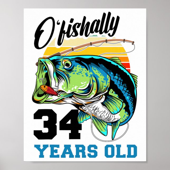 Poster Ofishally &#  Years Old &# th Birthday Fishing B (Devant)