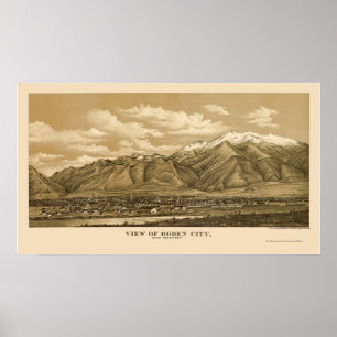 Poster Ogden, carte panoramique d'UT - 1889