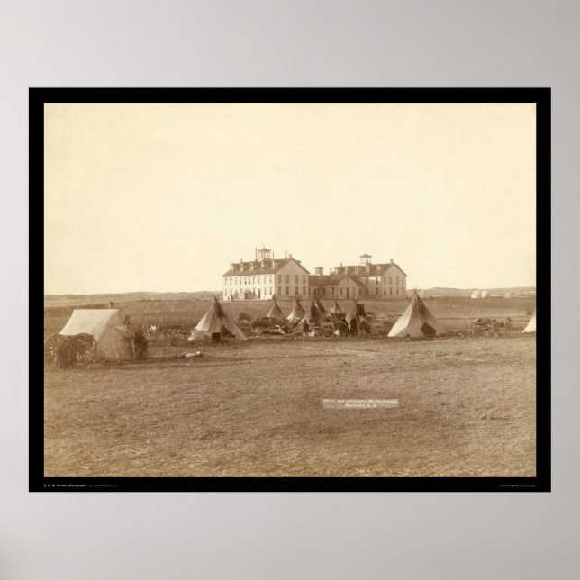 Poster Oglala School & Indian Camp Pine Ridge SD 1891 (Devant)
