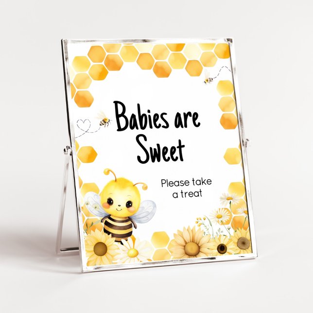 Poster Oh Babee Bee Baby shower Les bébés sont doux (Oh Babee Baby Shower Babies are Sweet Sign)