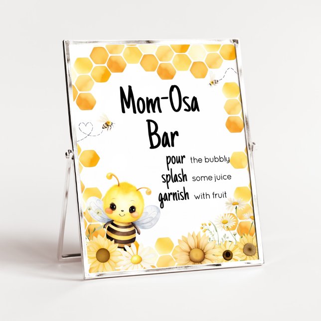 Poster Oh Babee Bee Baby shower Maman Osa Bar (Oh Babee Baby Shower Mom Osa Bar Sign)