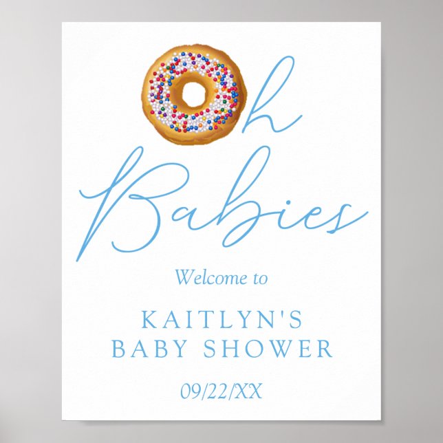 Poster Oh Babies Donut Saupoudrer Baby shower Twin Bienve (Devant)