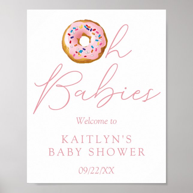 Poster Oh Babies Donut Saupoudrer Baby shower Twin Bienve (Devant)