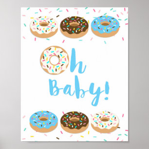 Poster Oh Baby Blue Donut Sprinkle Baby shower Signal