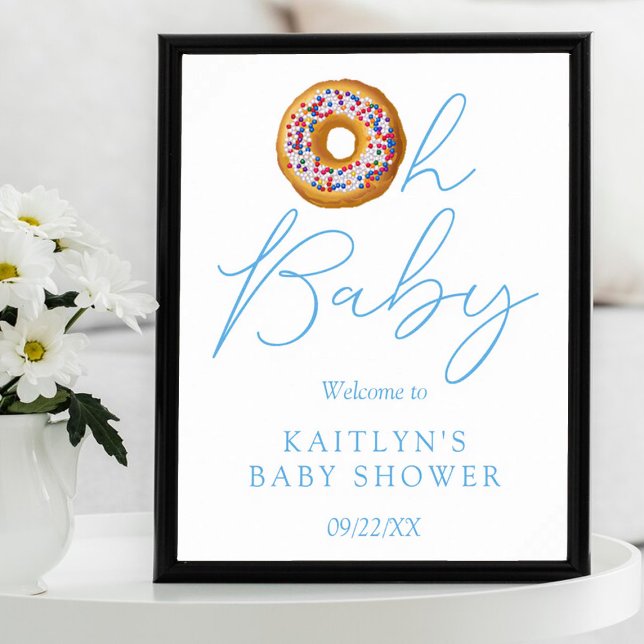 Poster Oh Baby Donut Saupoudrer Boys Baby shower Bienvenu (Créateur téléchargé)