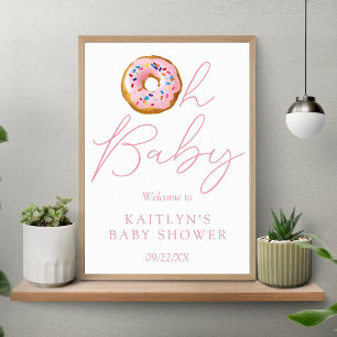 Poster Oh Baby Donut Sprinkle Girls Baby shower Bienvenue