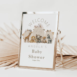 Poster Oh Baby Safari Animaux Boho Baby shower bienvenue