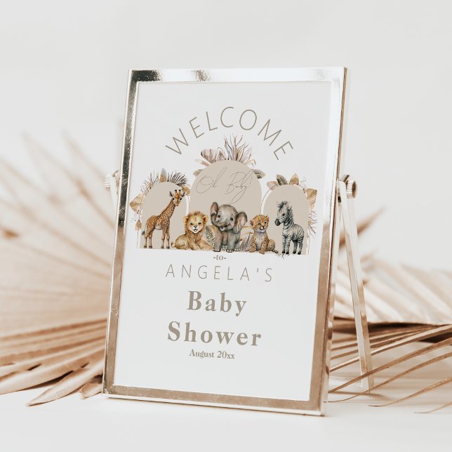 Poster Oh Baby Safari Animaux Boho Baby shower bienvenue (Créateur téléchargé)