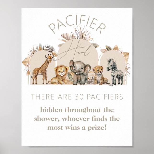 Poster Oh Baby Safari Animaux Boho Douche Pacifique chass (Devant)