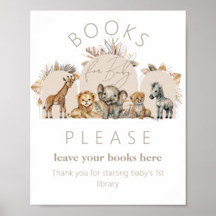 Poster Oh Baby Safari Animaux Boho livre de Baby shower