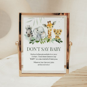 Poster Oh Baby shower Safari Garçon Ne dis pas Baby