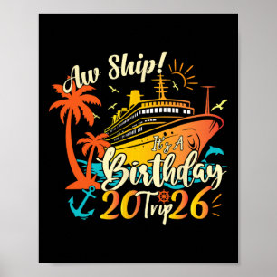 Poster Oh Bateau C'est Un Voyage D'anniversaire 2026 Rétr