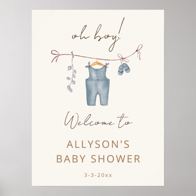 Poster Oh Boho aquarelle bébé vêtements d'accueil signe (Devant)