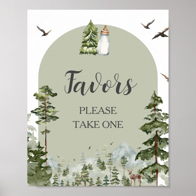 Poster Oh Boy Adventure Pine Forest Baby shower Faveurs (Devant)