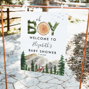 Poster Oh Boy Aquarelle Bois Bois Bienvenue aux cerfs