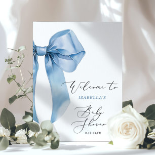 Poster Oh Boy baby shower Blue Bow Bienvenue