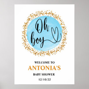 Poster Oh Boy Baby shower Blue Welcome