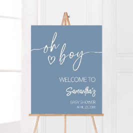 Poster Oh Boy Boho Baby shower minimaliste Bienvenue