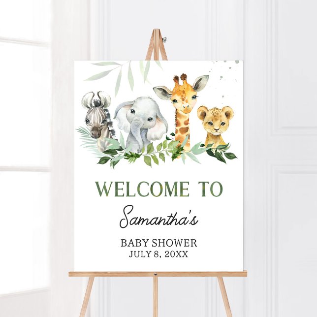 Poster Oh Boy Safari Baby shower Bienvenue (Jungle Safari Baby Shower Welcome Sign)