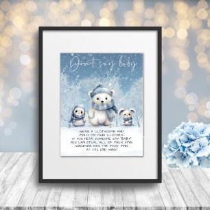 Poster Oh Boy Winter Baby shower Ne pas dire Baby Game