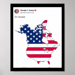 Poster Oh Canada Drôle Trump Carte Des États-Unis