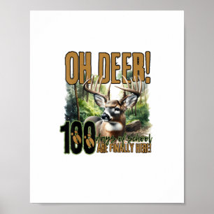 Poster Oh Cerf 100 Jours D'école Célébration de la Chasse