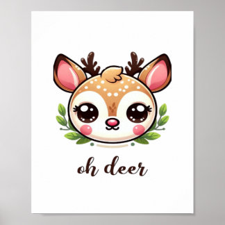 Poster Oh Cerf Cerf Mignon Design Minimaliste