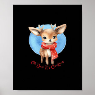 Poster Oh cerf c'est Noël Design Classique Rétro
