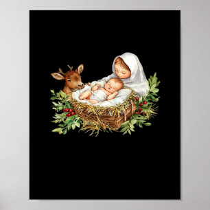Poster Oh cerf Marie Crèche de Noël Jésus