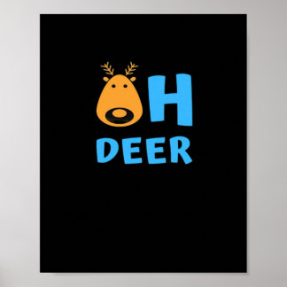 Poster Oh Cerf Rétro Ambiance des Fêtes