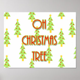 Poster oh christmas arbre du milieu du siècle rétro