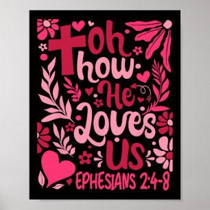 Poster Oh Comme Il Nous Aime Tee Saint-Valentin Fleur Jés