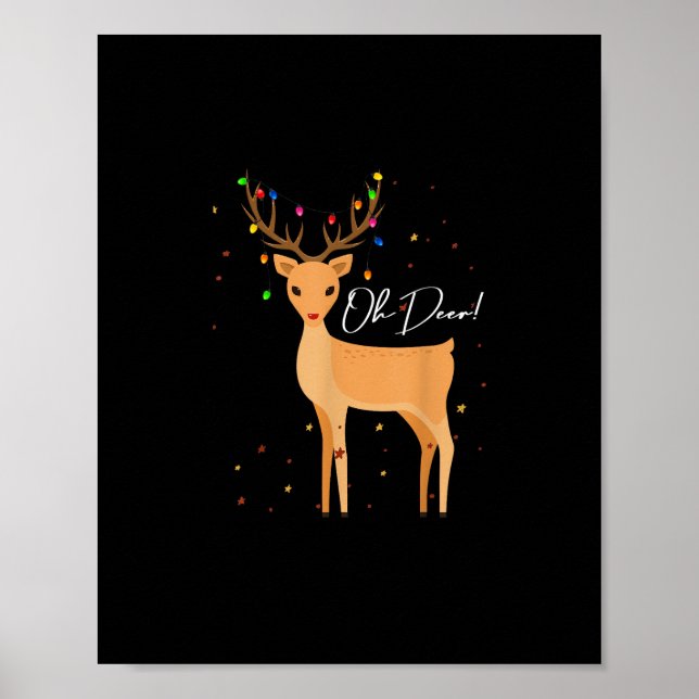 Poster Oh Deer Christmas Light Pajama Cute Reindeer Holid (Devant)