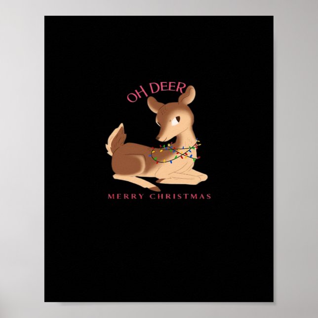 Poster Oh Deer Christmas Modern Design  (Devant)