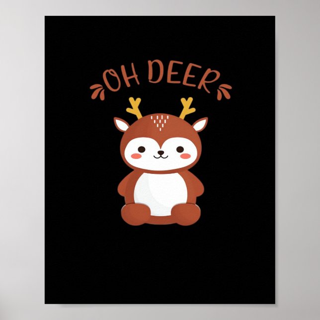 Poster Oh Deer Kawaii Deer Playful Art Style  (Devant)