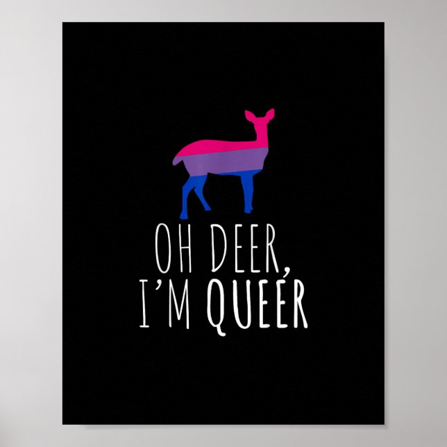 Poster Oh Deer Queer Bisexual Pride Gay Lesbian Design  (Devant)