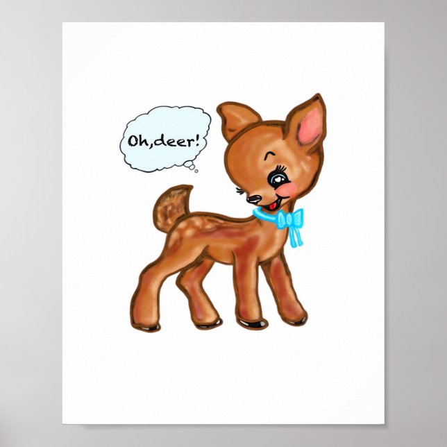 Poster Oh Deer Whimsical Forest Vibe  (Devant)