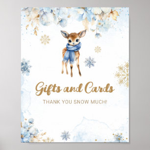 Poster Oh Deer Winter Baby Boy Shower Carte Cadeau